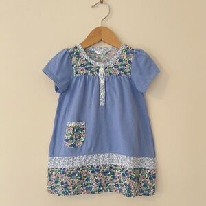 MINI BODEN Periwinkle Floral Mixed Print Colorblock Spring Dress